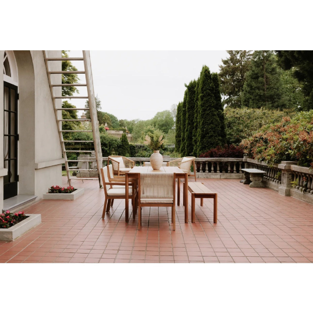 Modern European furniture - Natural Teak Outdoor Dining Bench - www.oroa.com