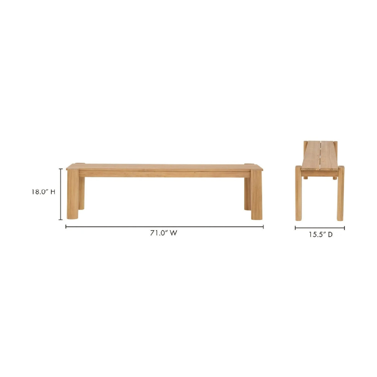 Modern European furniture - Natural Teak Outdoor Dining Bench - www.oroa.com