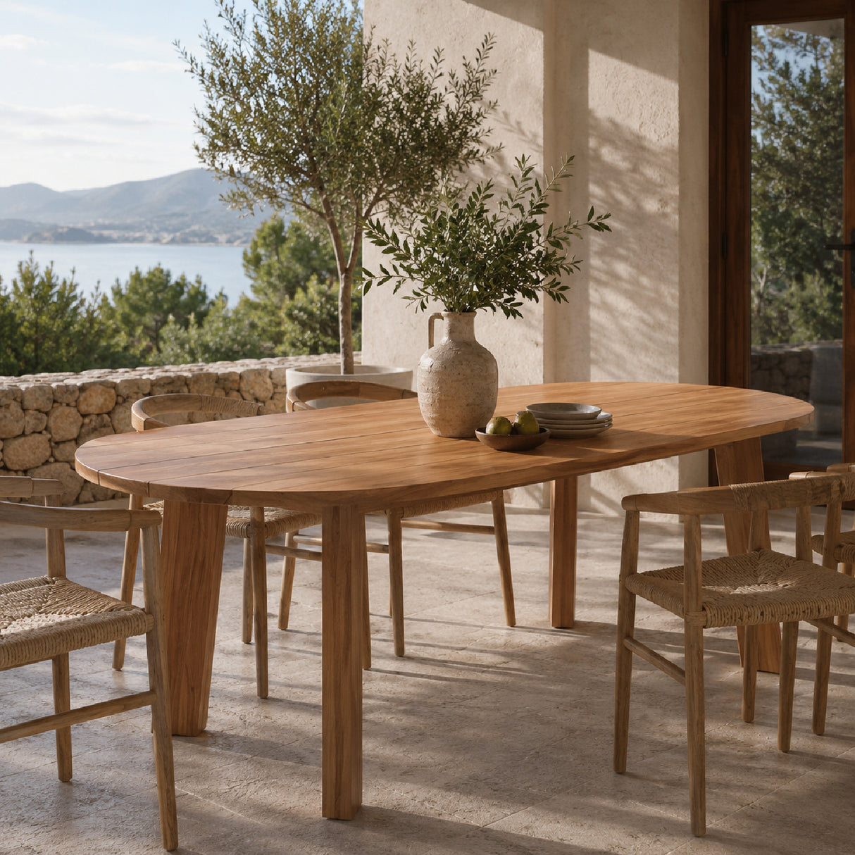 Modern European furniture - Slatted Teak Outdoor Dining Table - www.oroa.com