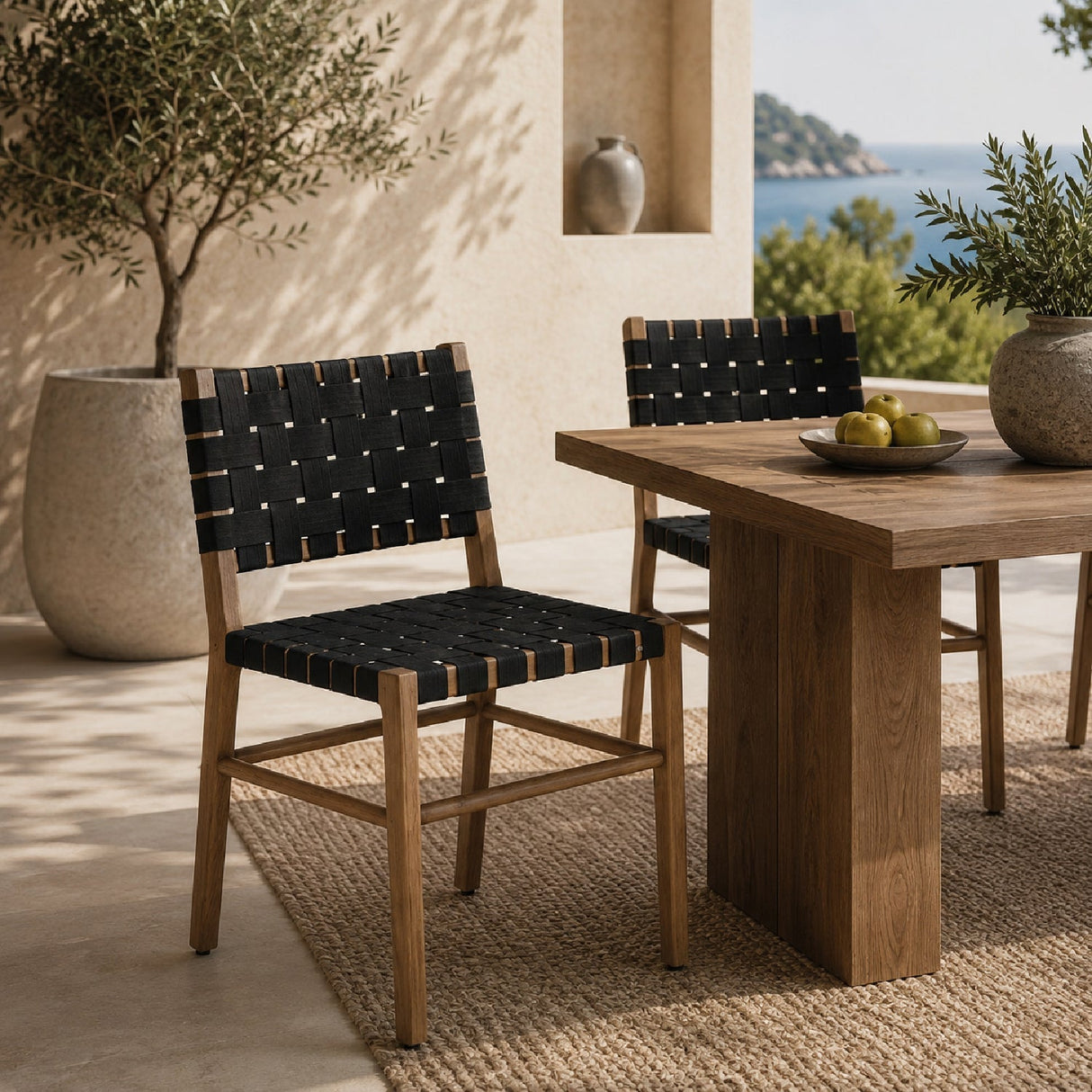 Modern European furniture - Black Woven Outdoor Dining Chair - www.oroa.com