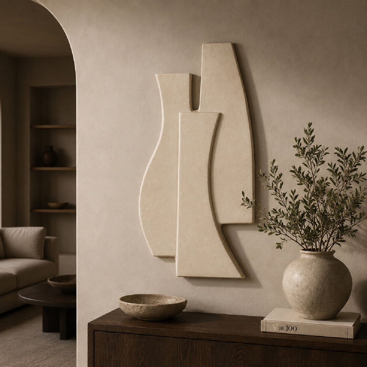 Modern European furniture - Beige Layered Wall Sculpture - www.oroa.com