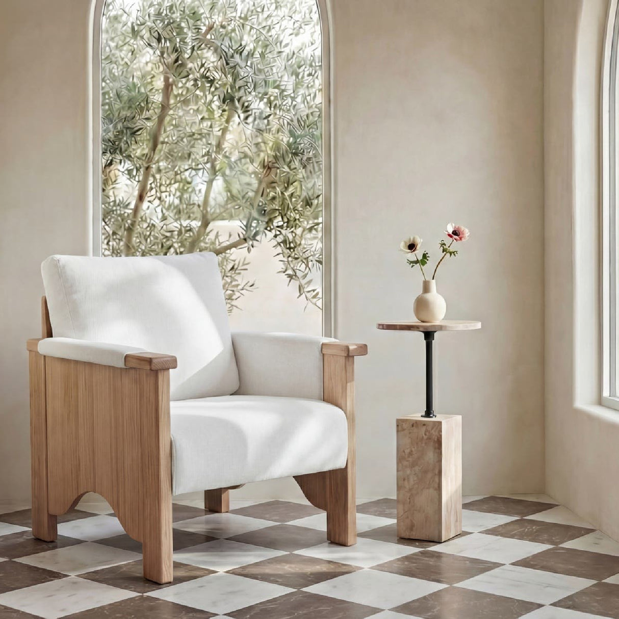 Oak Framed Upholstered Accent Chair | Novi Living Bauer