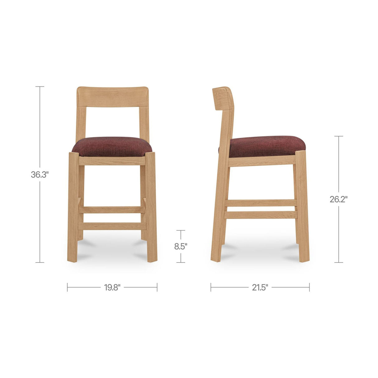 Oak Framed Padded Counter Stool | Novi Living Oli