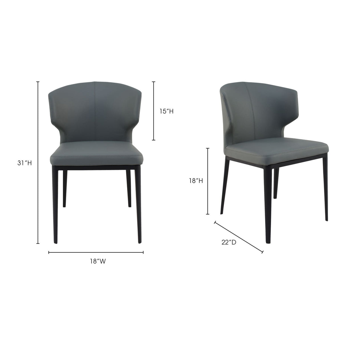 Modern European furniture - Vegan Leather Dining Chair Set (2) - www.oroa.com | Oroa.com