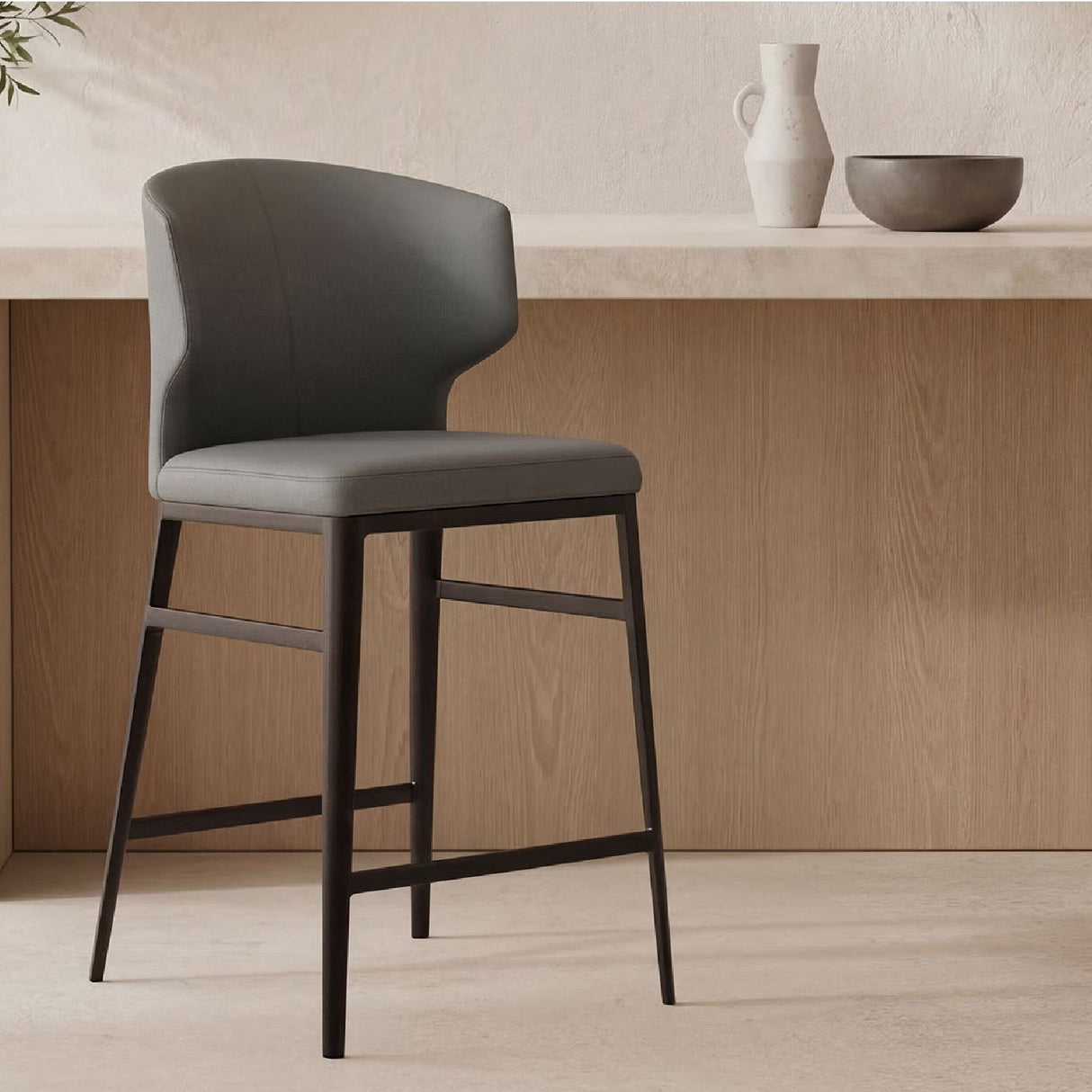 Modern European furniture - Vegan Leather Counter Stool - www.oroa.com