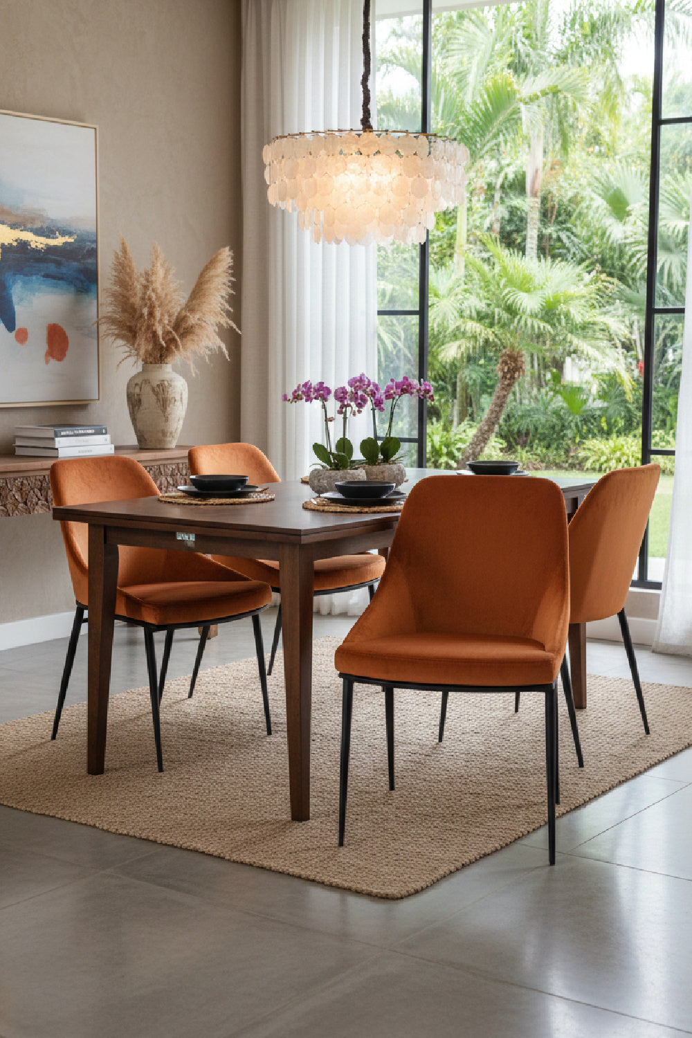 Modern European furniture - Orange Velvet Dining Chairs (2) - www.oroa.com
