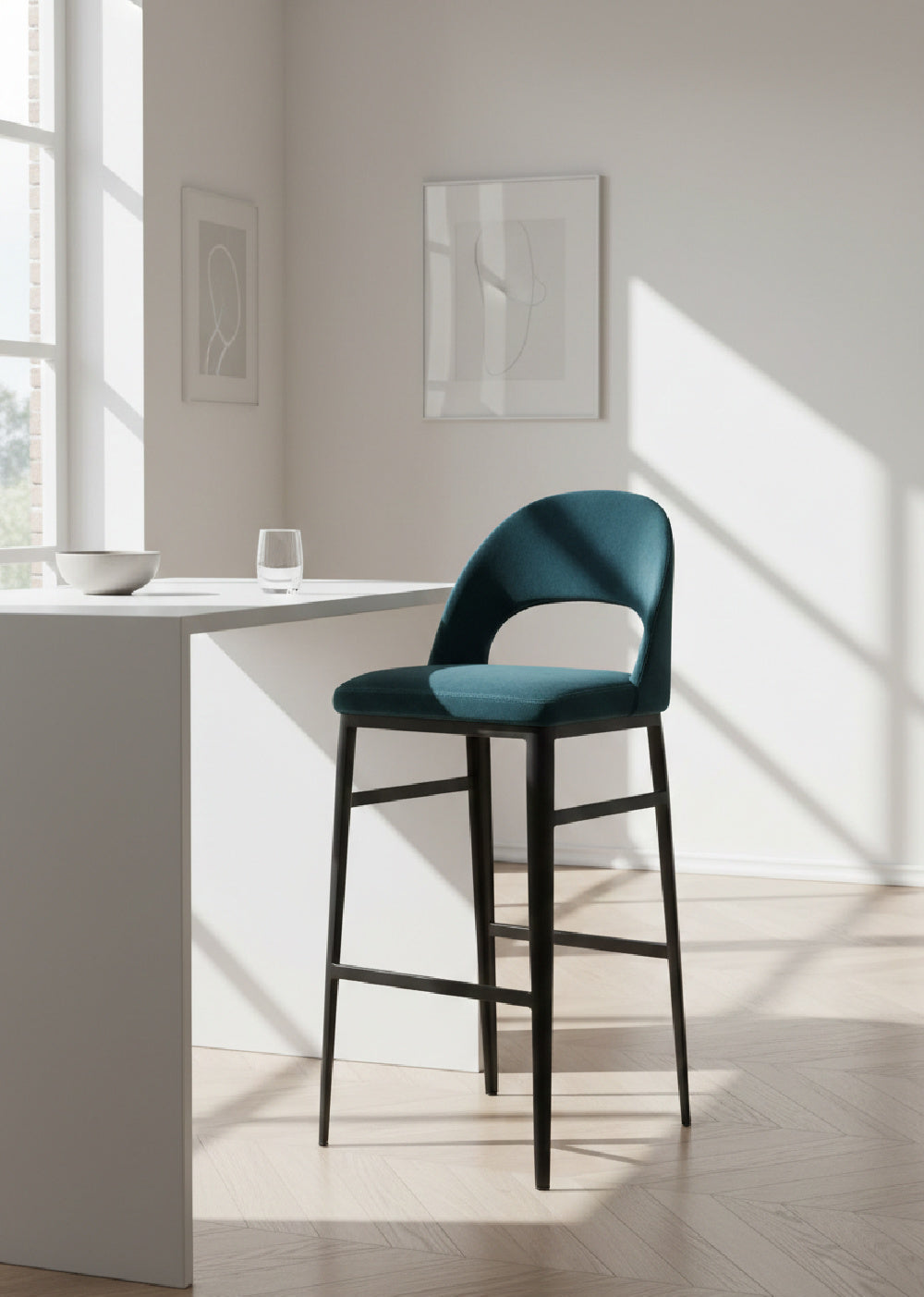 Modern European furniture - Open Back Fabric Bar Stool - www.oroa.com