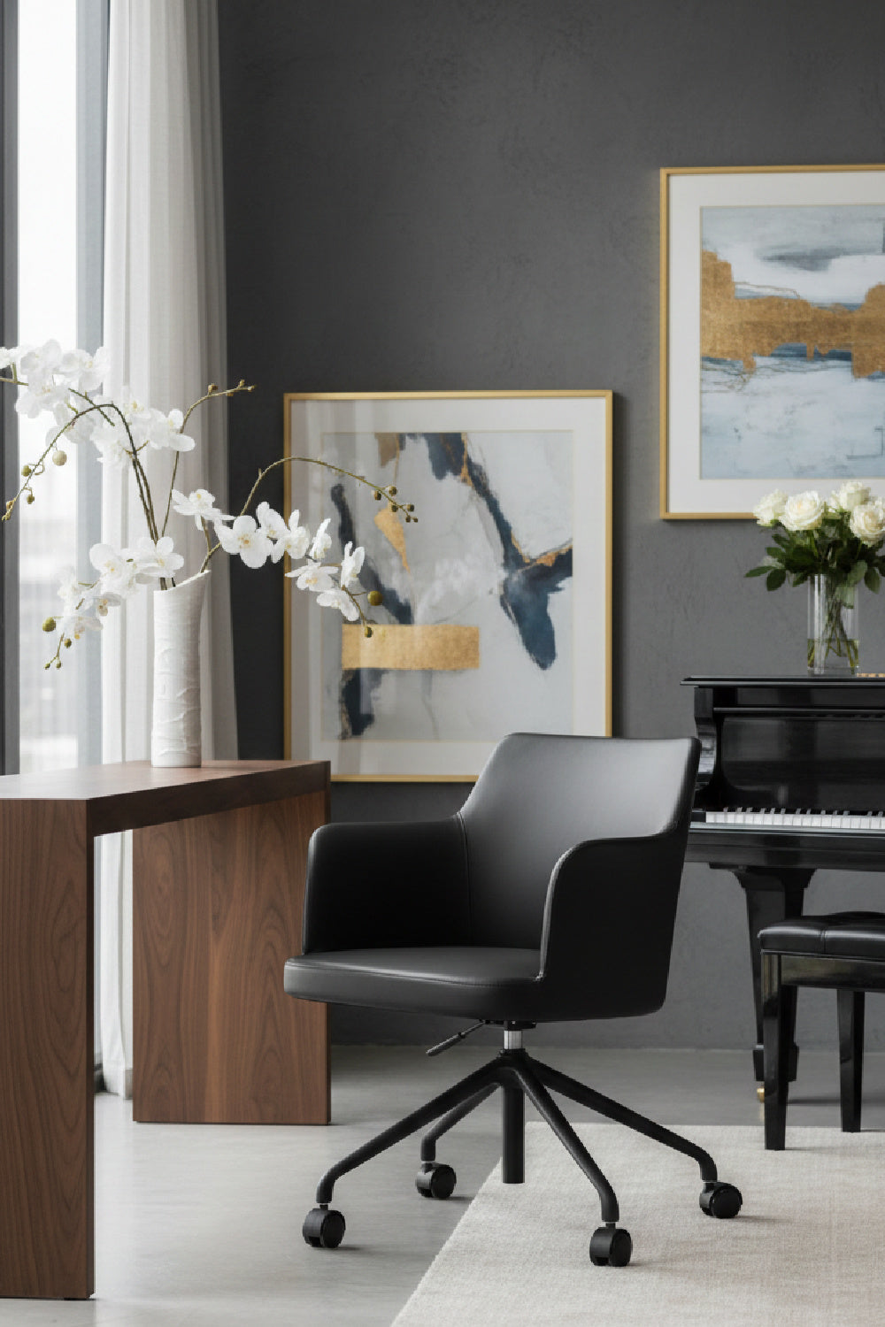 Modern European furniture - Black Swivel Office Chair - www.oroa.com