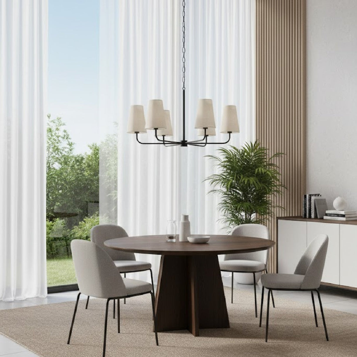 Modern European furniture - Linen Shade 6-Light Chandelier - www.oroa.com