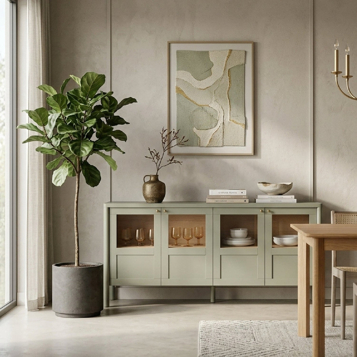 Modern European furniture - Solid Pine 4-Door Sideboard - www.oroa.com