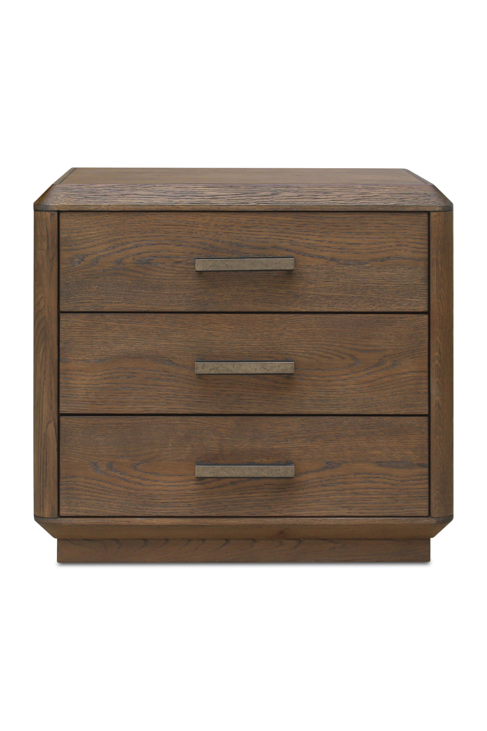 Brown Oak 3-Drawer Nightstand | Novi Living Caleb | Oroa.com