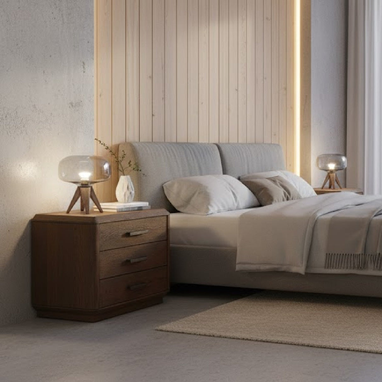 Modern European furniture - Brown Oak 3-Drawer Nightstand - www.oroa.com