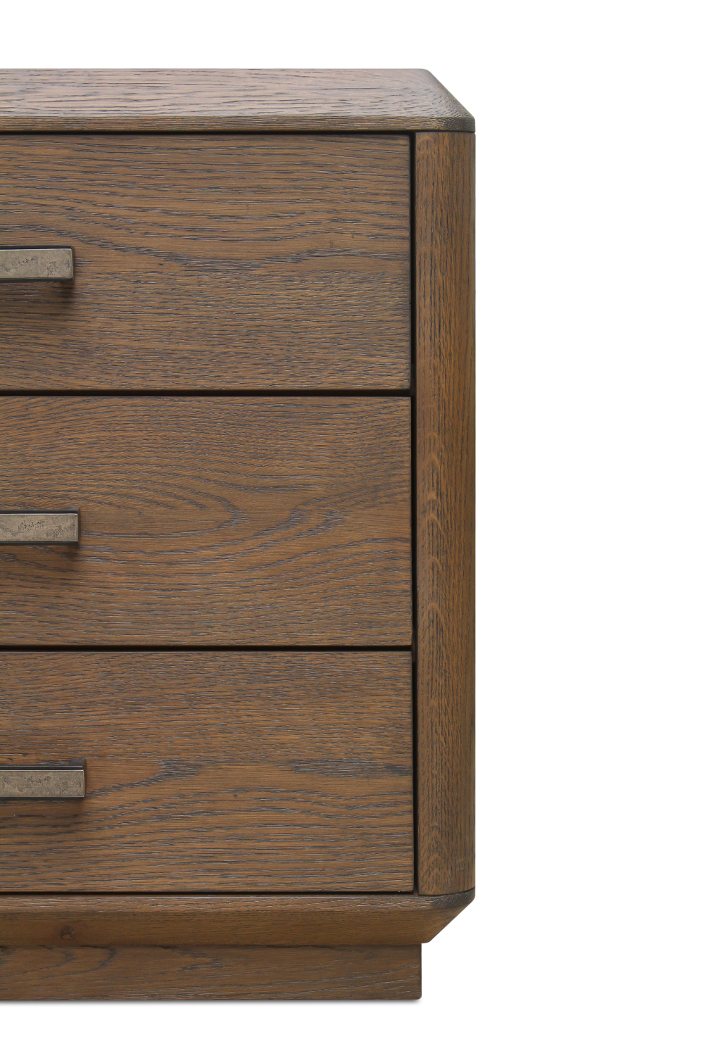 Brown Oak 3-Drawer Nightstand | Novi Living Caleb | Oroa.com