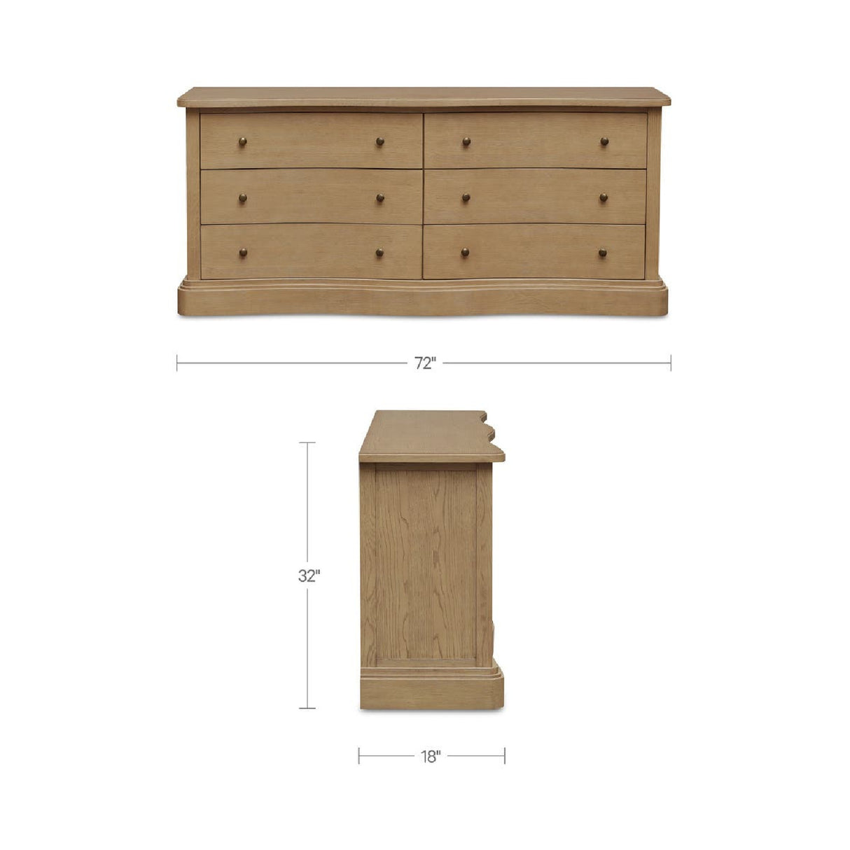 Modern European furniture - Solid Oak Curved 6-Drawer Dresser - www.oroa.com