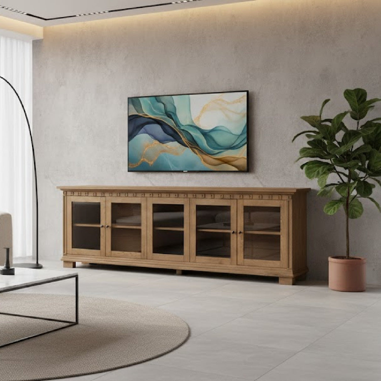 Modern European furniture - Brown Ash 4-Door Sideboard - www.oroa.com