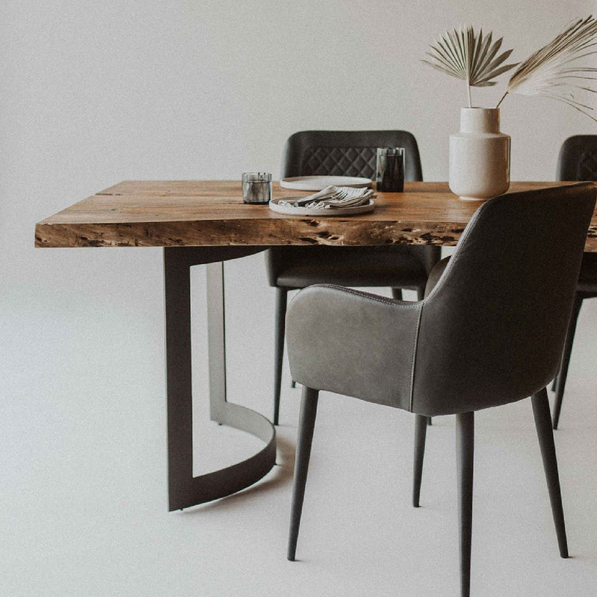 Modern European furniture - Tufted Vegan Leather Dining Chairs (2) - www.oroa.com | Oroa.com