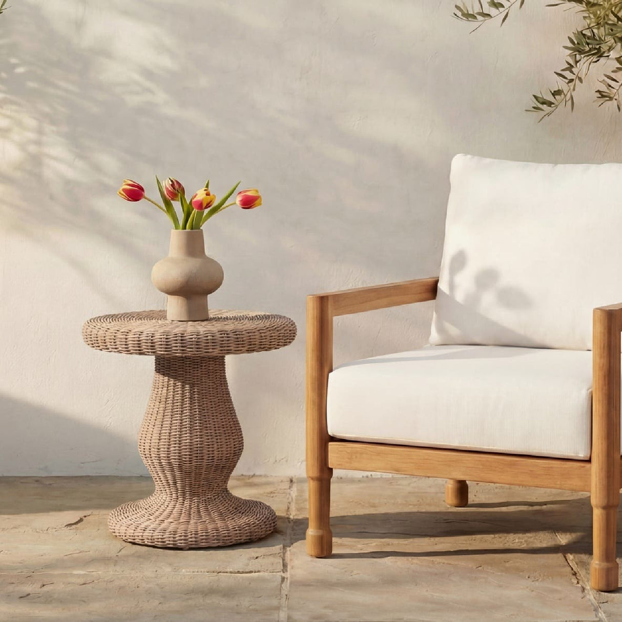 Modern or European furniture - Woven Round Outdoor Side Table - www.oroa.com