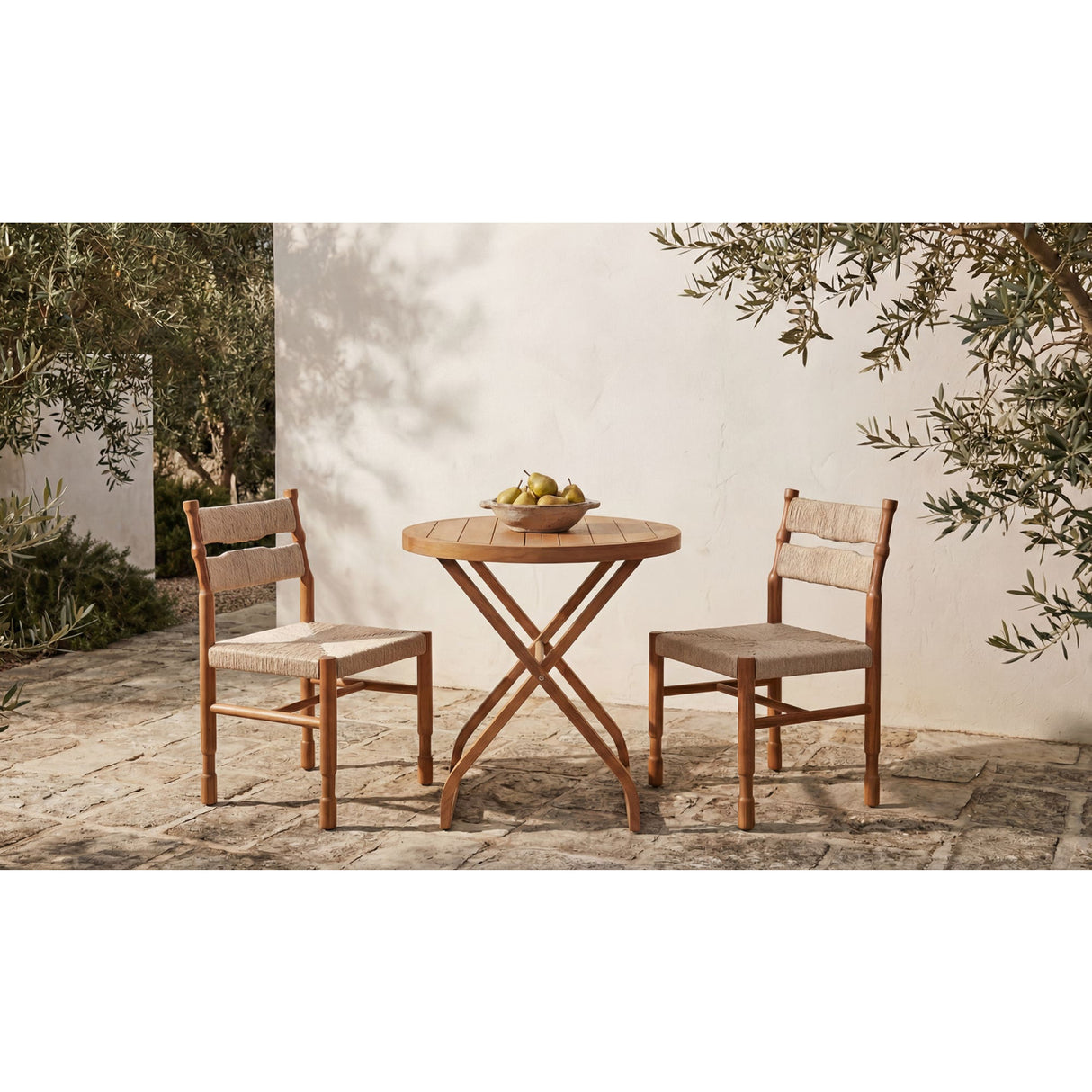 Modern or European furniture - Teak Framed Woven Outdoor Dining Chairs (2) - www.oroa.com