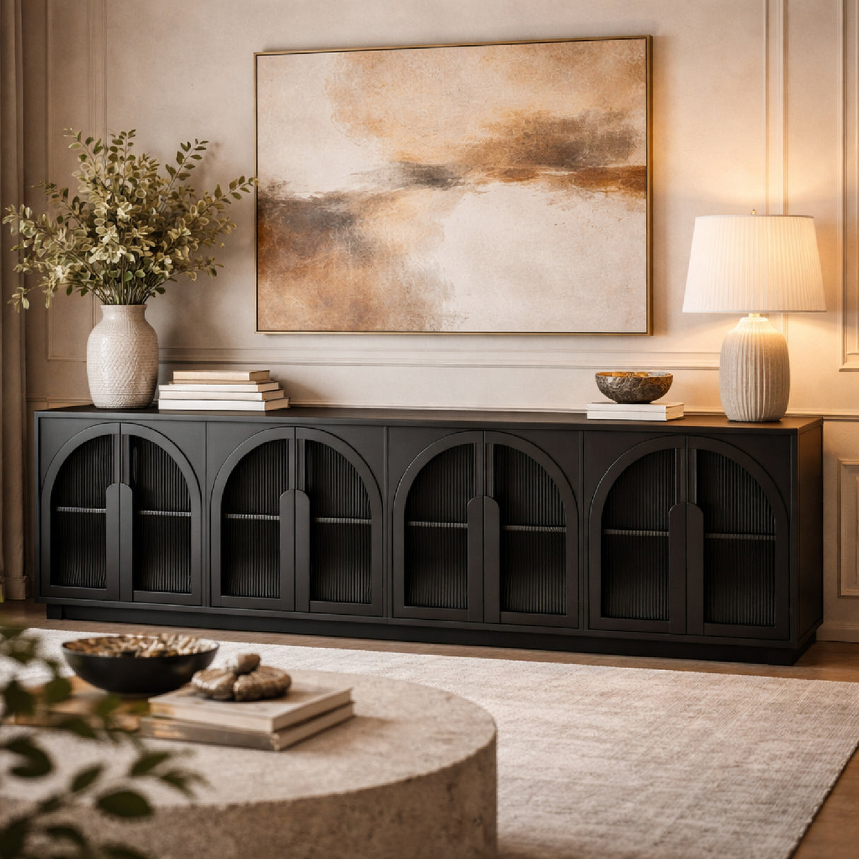 Modern European furniture - Black Arched 6-Door Sideboard - www.oroa.com