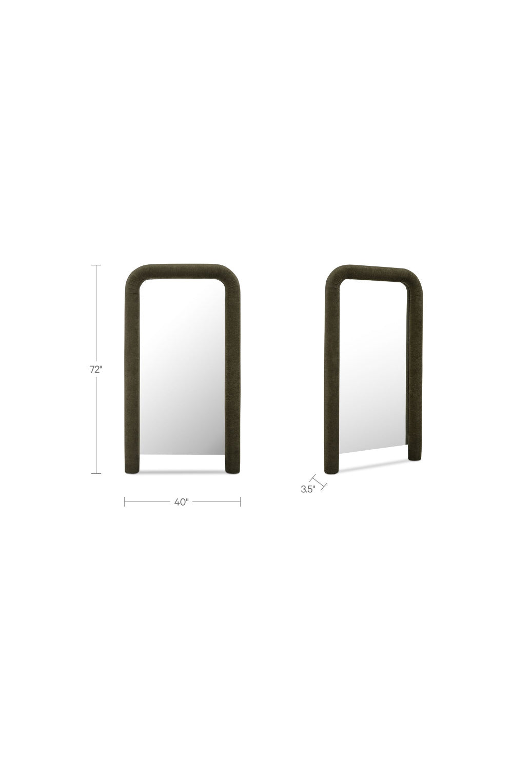 Modern European furniture - Ruched Upholstered Floor Mirror - www.oroa.com