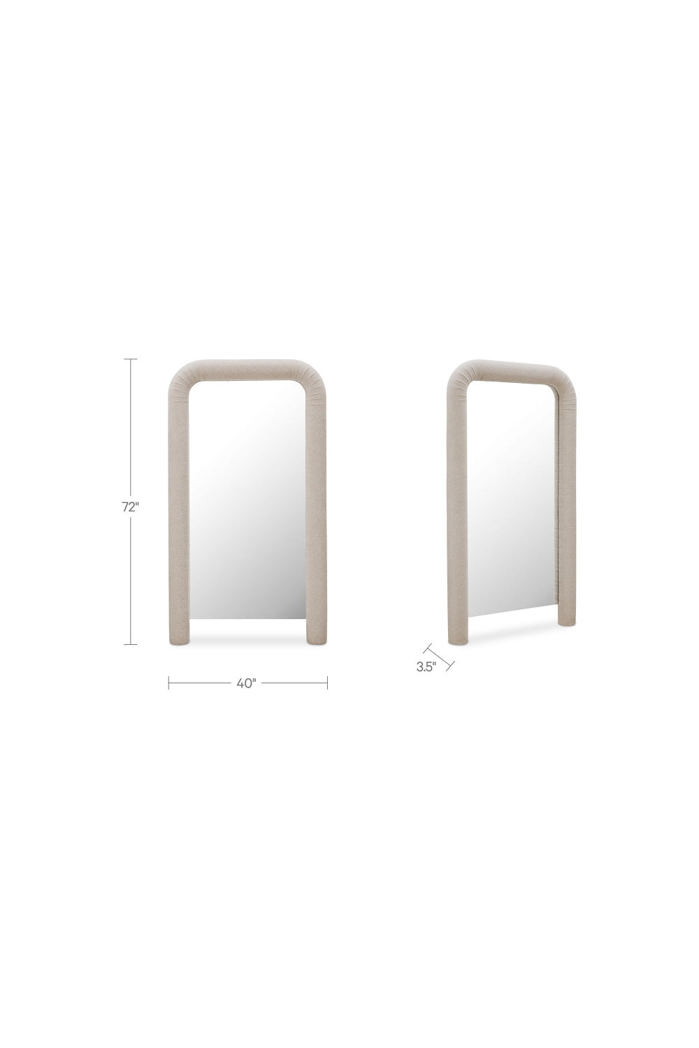 Modern European furniture - Ruched Upholstered Floor Mirror - www.oroa.com