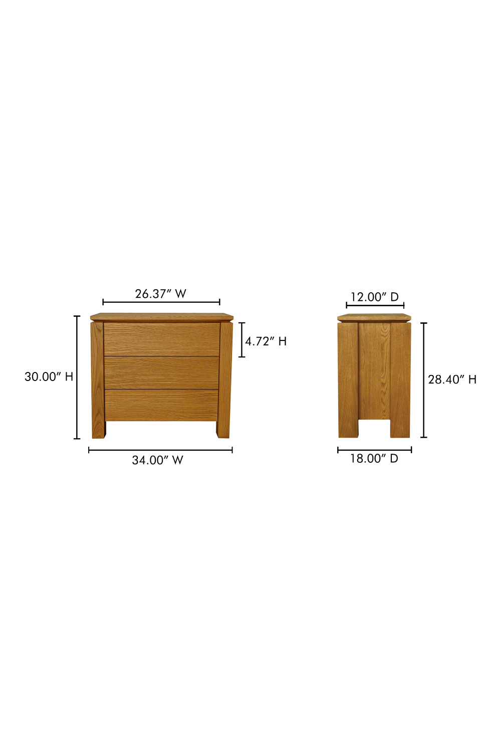 Modern European furniture - Oak Rustic 2-Drawer Nightstand - www.oroa.com