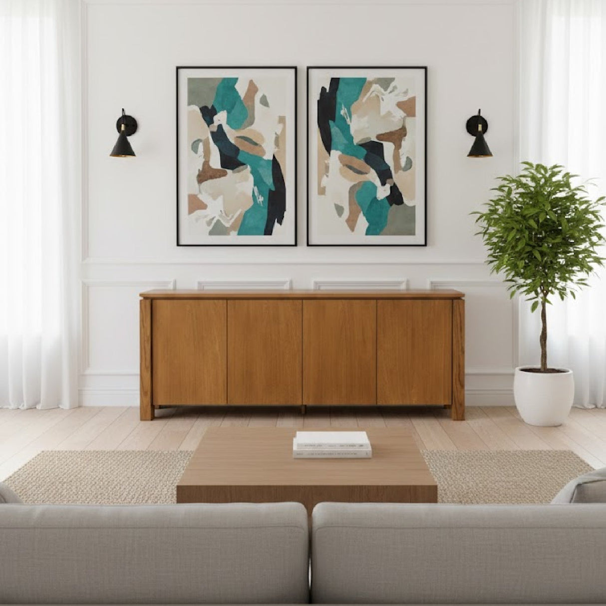 Modern European furniture - Oak Rustic 4-Door Sideboard - www.oroa.com