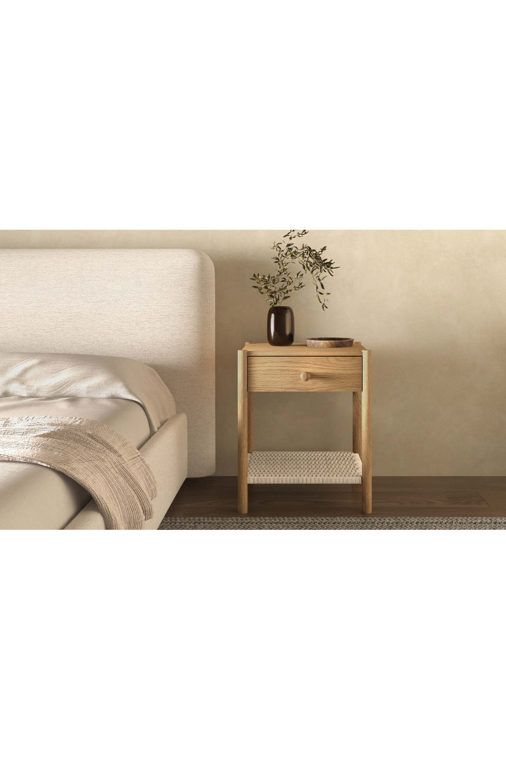 Woven Rope Accent Nightstand | Novi Living Millie | Oroa.com