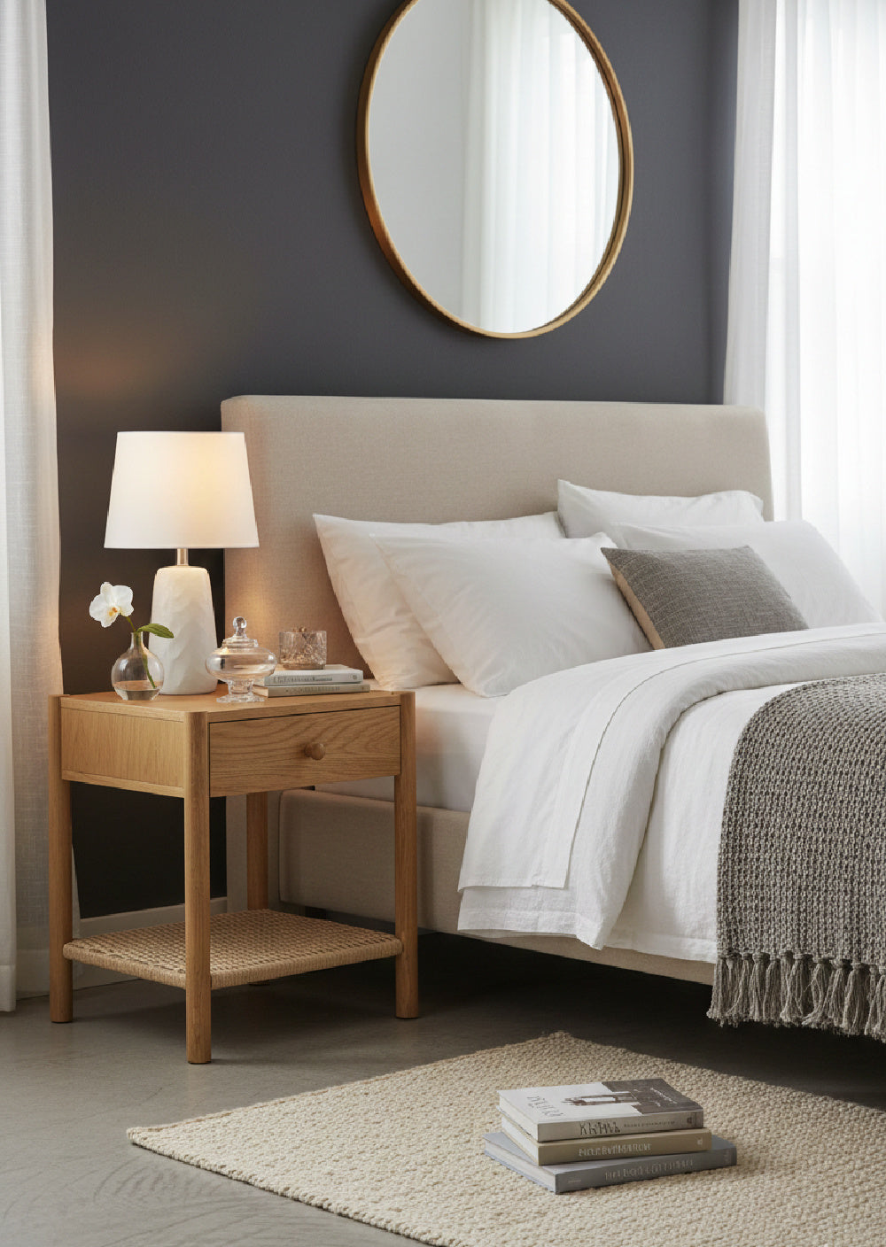 Woven Rope Accent Nightstand | Novi Living Millie | Oroa.com