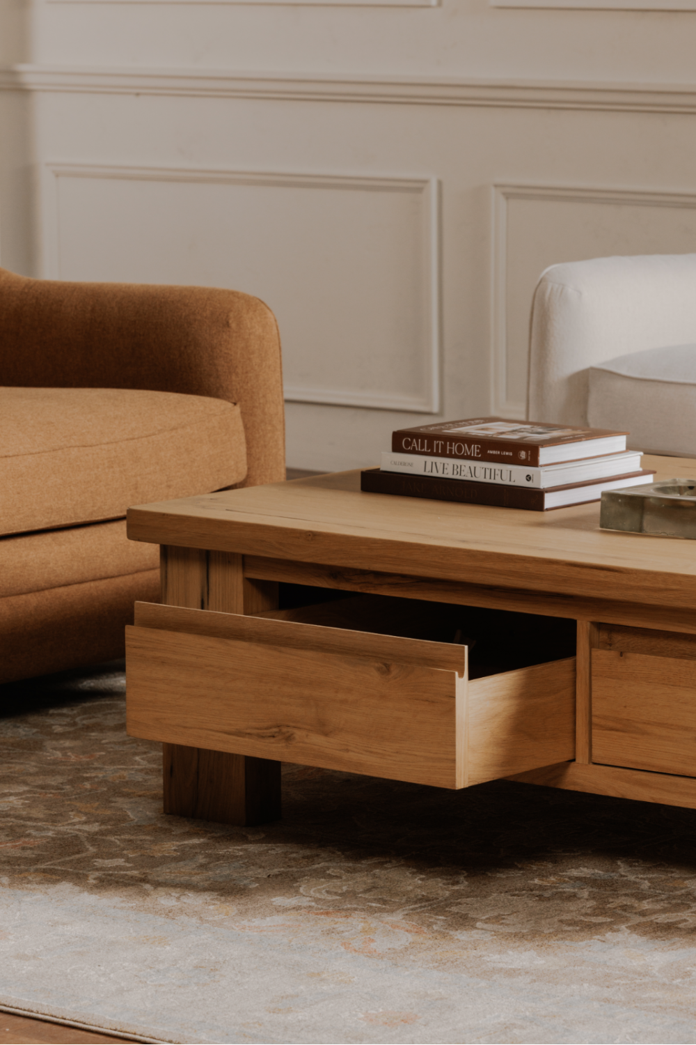 Modern European furniture - Rustic Oak Storage Coffee Table - www.oroa.com