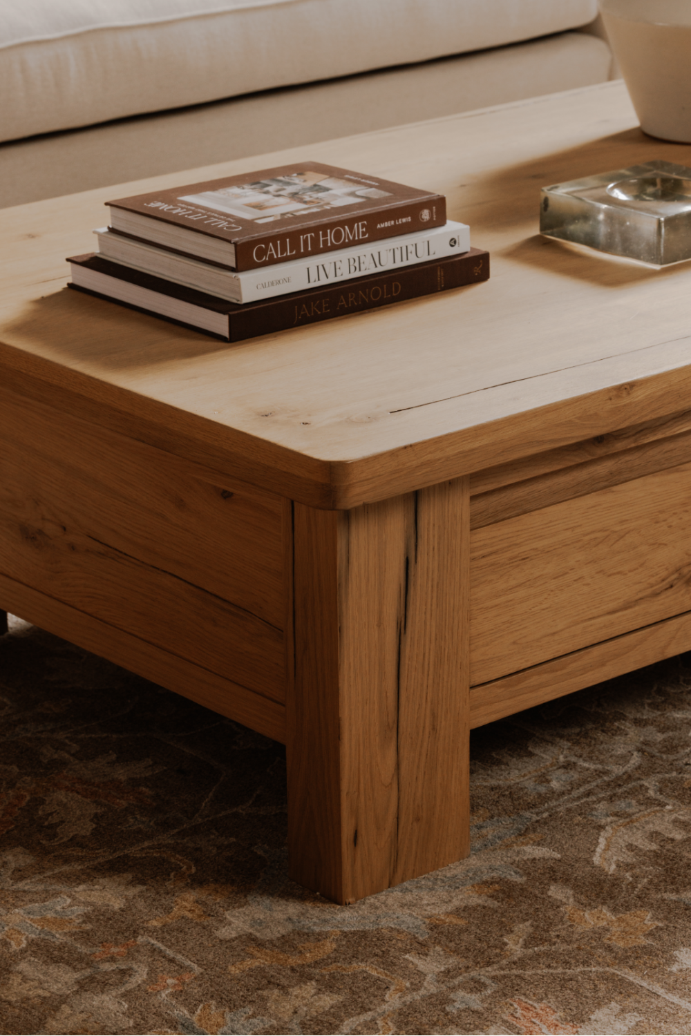 Modern European furniture - Rustic Oak Storage Coffee Table - www.oroa.com