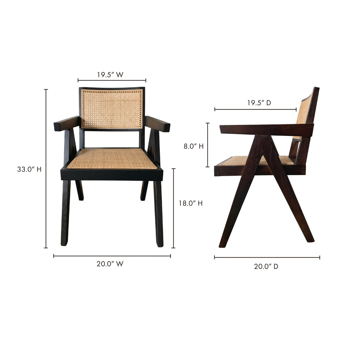 Modern European furniture - Rattan Mid-Century Dining Chairs (2) - www.oroa.com
