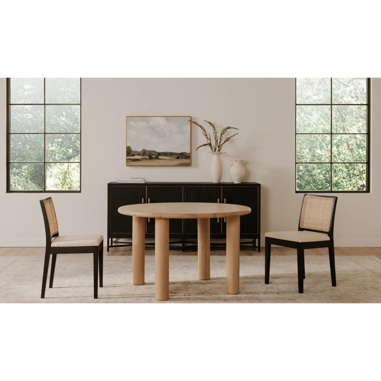 Modern European furniture - Rattan-Back Dining Chair Set (2) - www.oroa.com