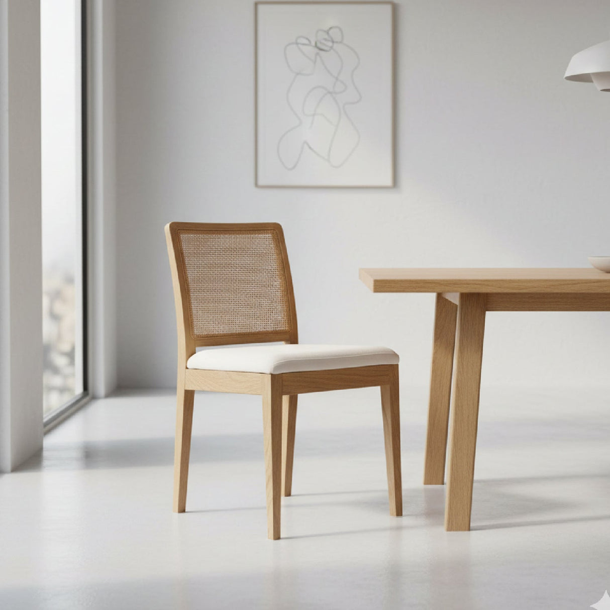 Modern European furniture - Rattan-Back Dining Chair Set (2) - www.oroa.com