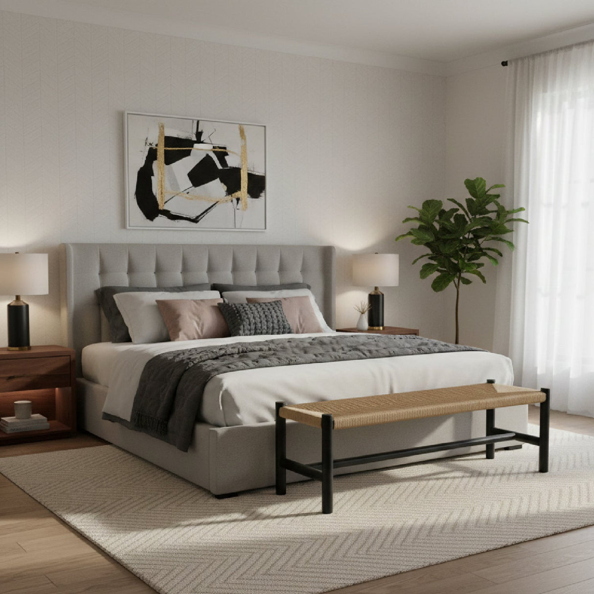 Modern European furniture - Woven Fibers Bench - www.oroa.com