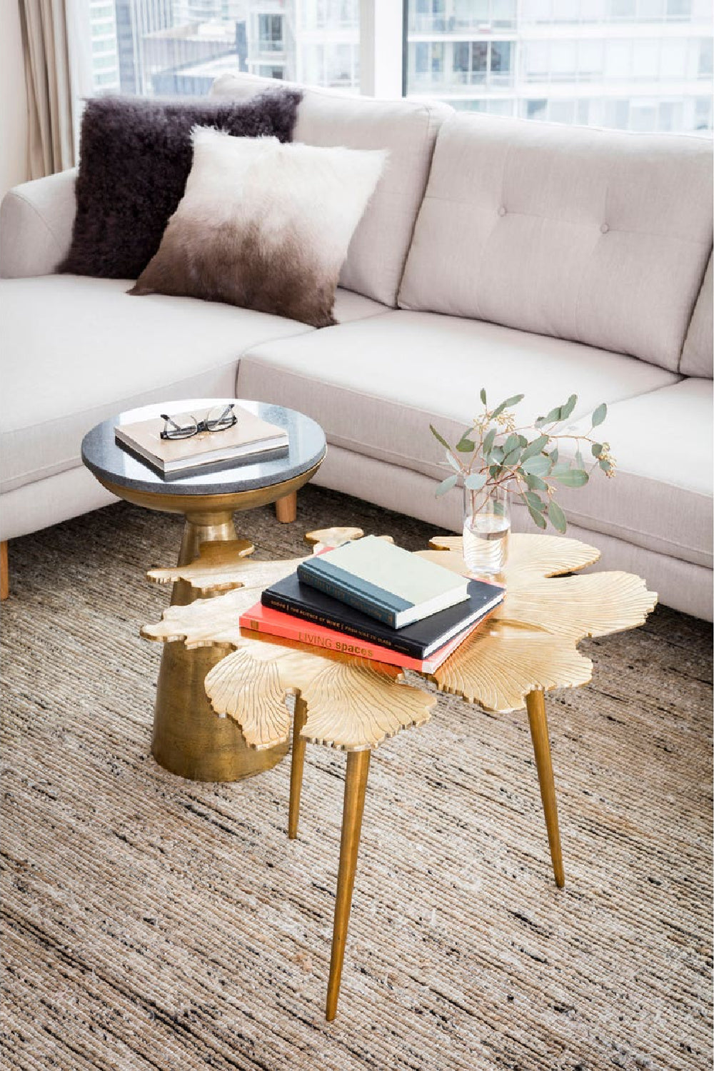 Modern European furniture - Polished Gold Accent Table - www.oroa.com