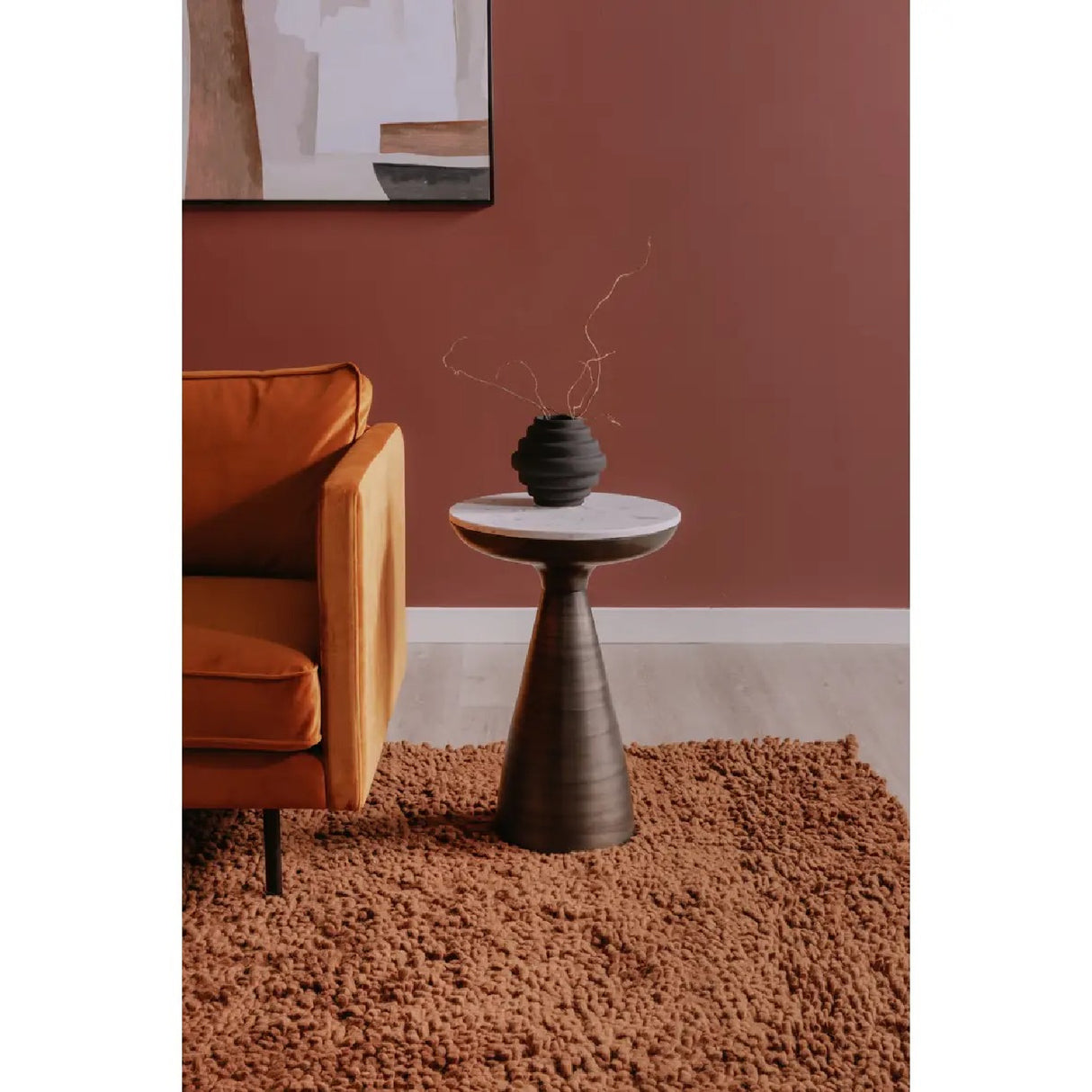 Modern European furniture - Aluminum Base Marble Side Table - www.oroa.com