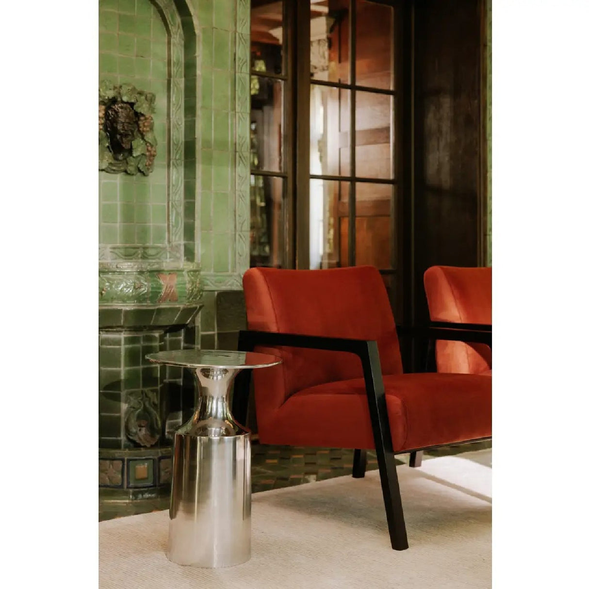 Modern European furniture - Metallic Collumn-Base Accent Table - www.oroa.com