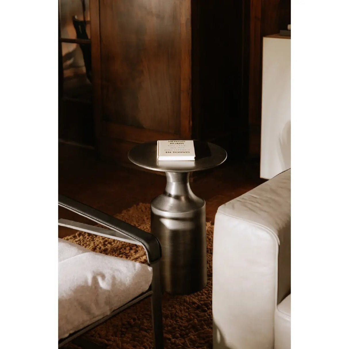 Modern European furniture - Metallic Collumn-Base Accent Table - www.oroa.com