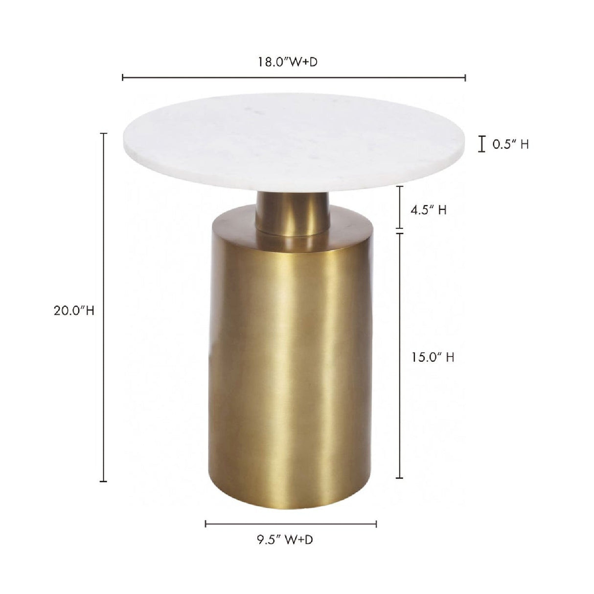 Modern European furniture - Cylindrical Gold Base Accent Table - www.oroa.com