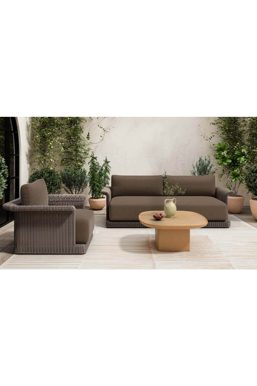 Curved Arm Wicker Outdoor Sofa | Novi Living Meredith | Oroa.com