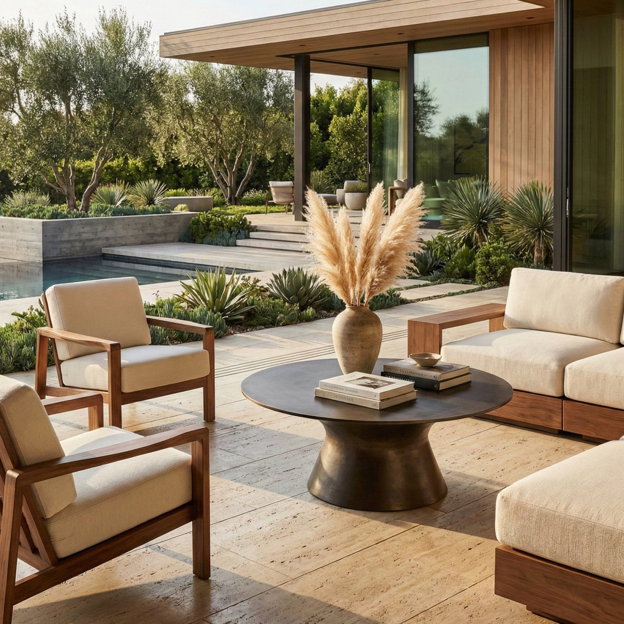 Bronze Outdoor Coffee Table – Bardo – angled view
