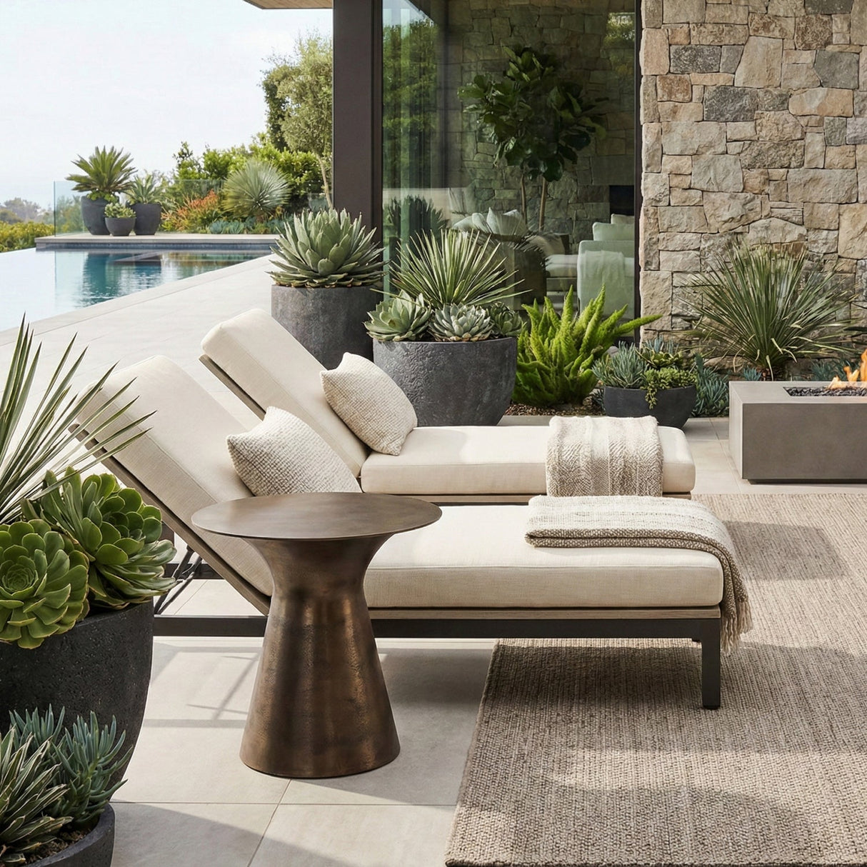 Bronze Outdoor Side Table – Bardo – angled view