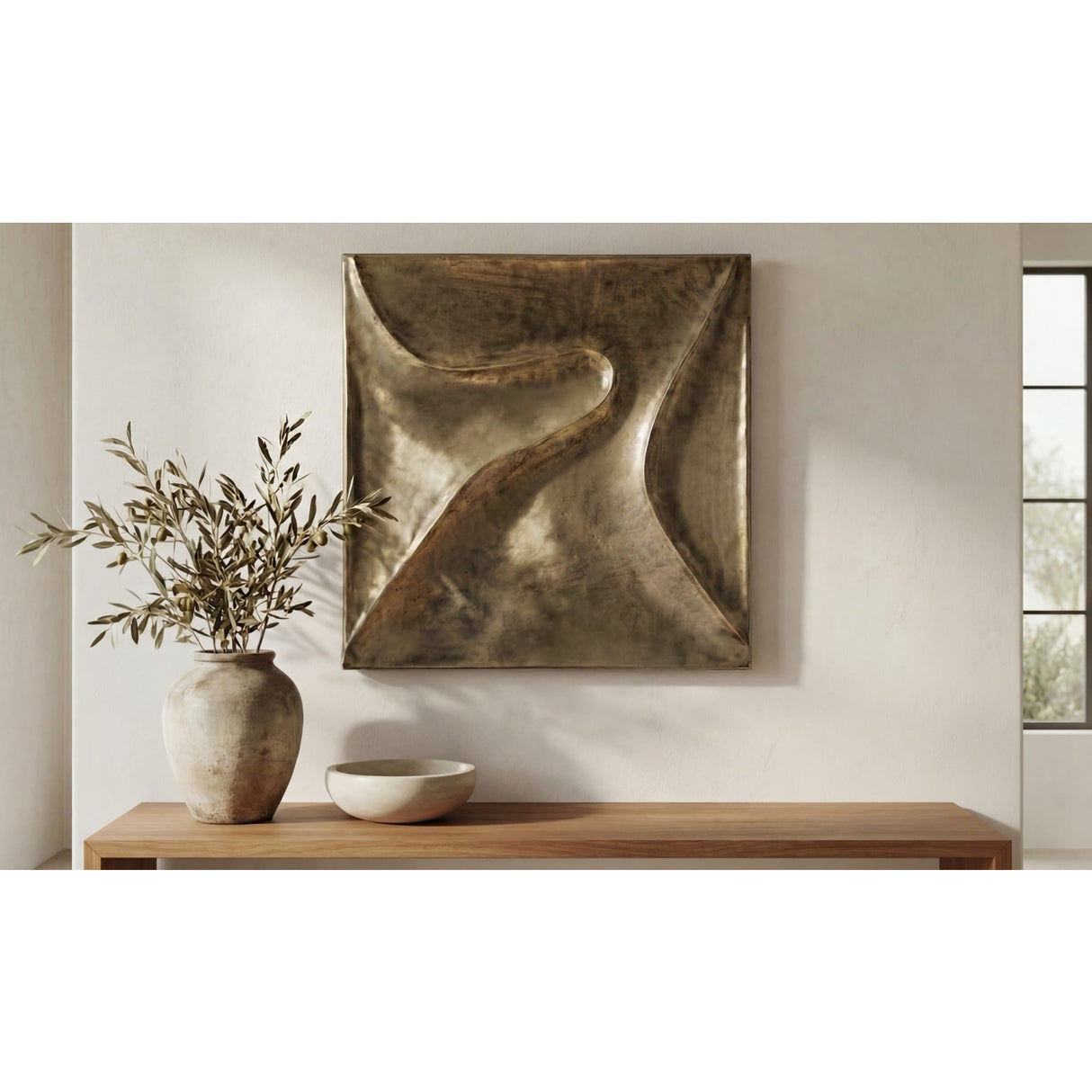 Modern or European furniture - Aged Brass Wall Sculpture - www.oroa.com