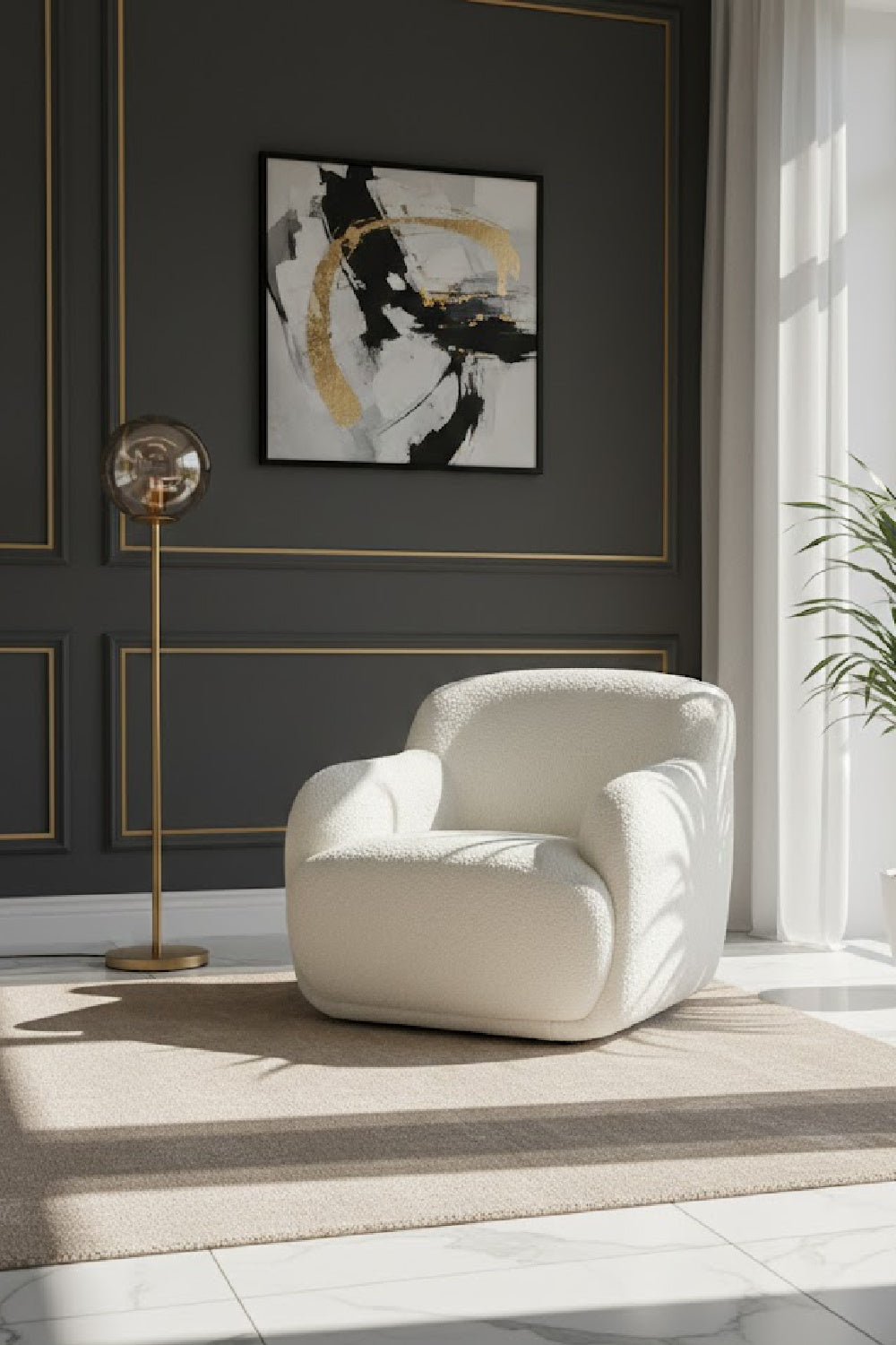 Chunky Upholstered Lounge Chair | Novi Living Stevie | Oroa.com
