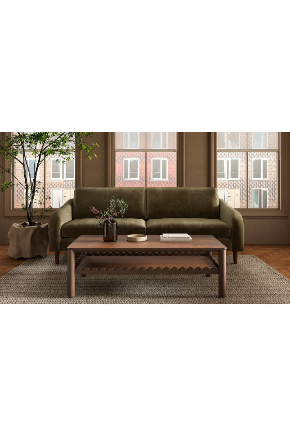 Modern European furniture - Wooden Leg 2-Seater Sofa - www.oroa.com