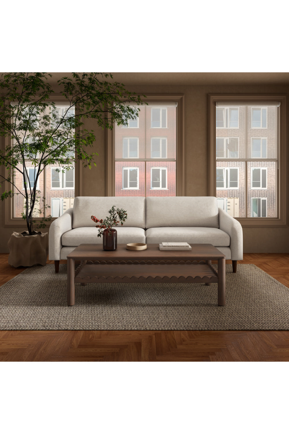 Modern European furniture - Wooden Leg 2-Seater Sofa - www.oroa.com