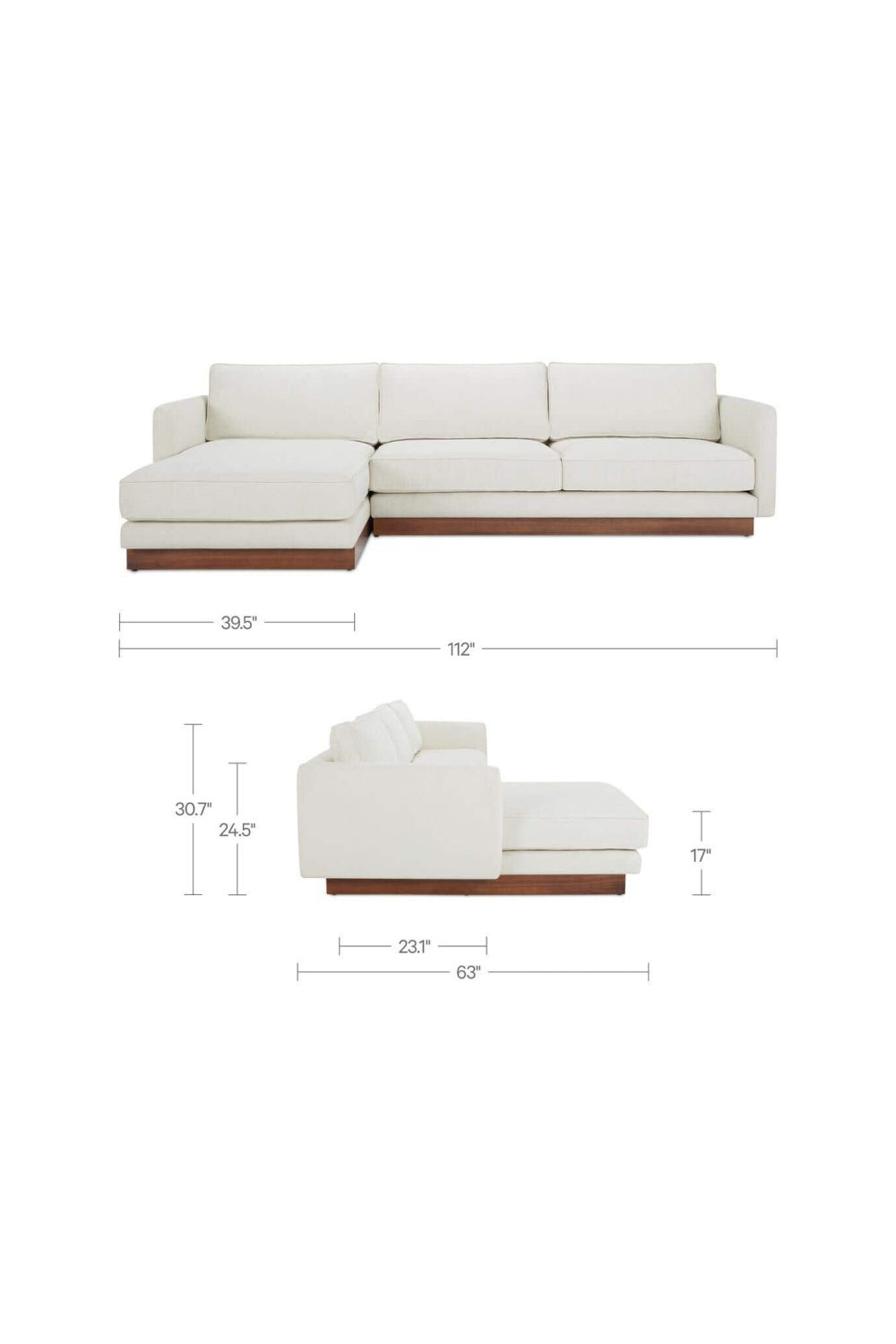Modern European furniture - White Left Sectional Sofa - www.oroa.com