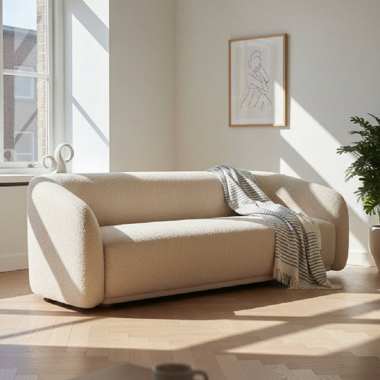Curved Back Sofa – Faye – angled view