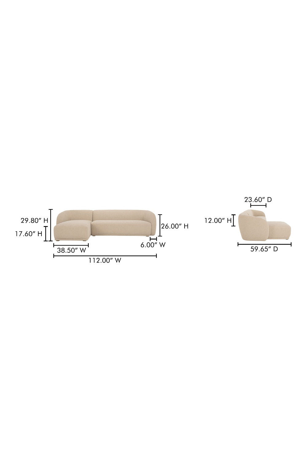 Curved Back Sectional Sofa | Novi Living Faye | Oroa.com